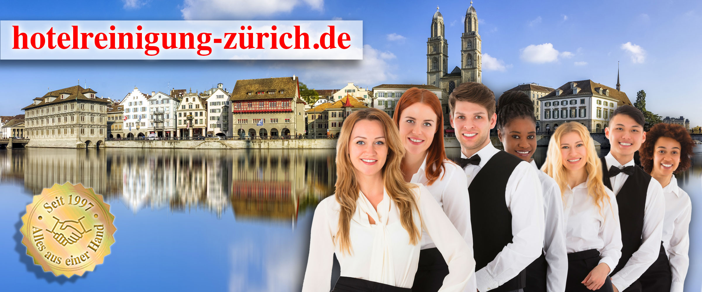 Ö&I Clean GmbH Collage der Dienstleistungen Hotelreinigung Gebäudereinigung Baureinigung
